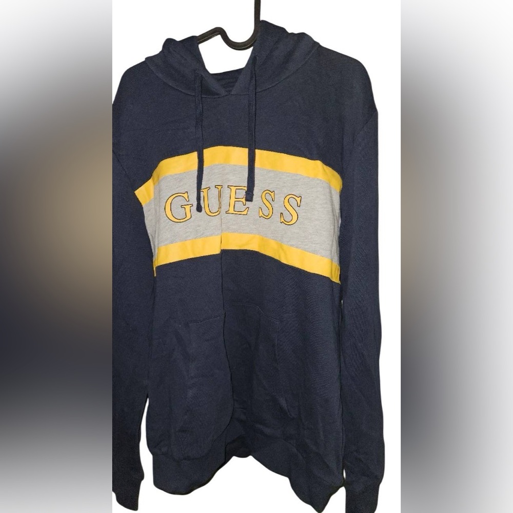 Guess Hoodie with Navy and Yellow Stripes